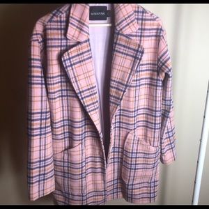 Super cute mink pink plaid coat